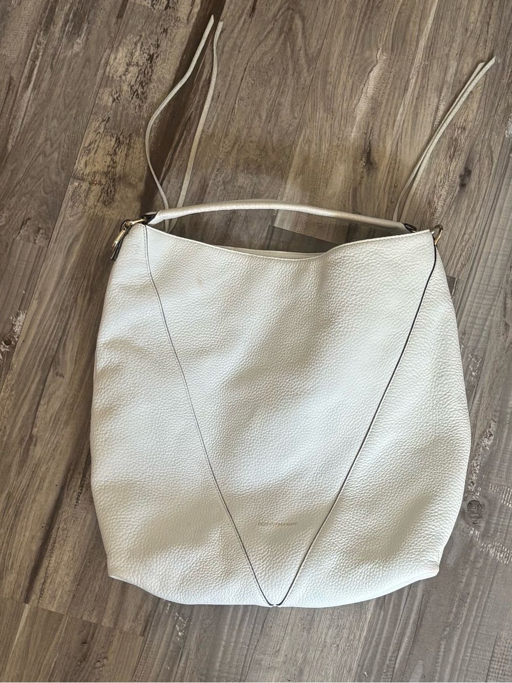 REBECCAMINKOFF Women's White Pebbled Leather Shoulder Bag